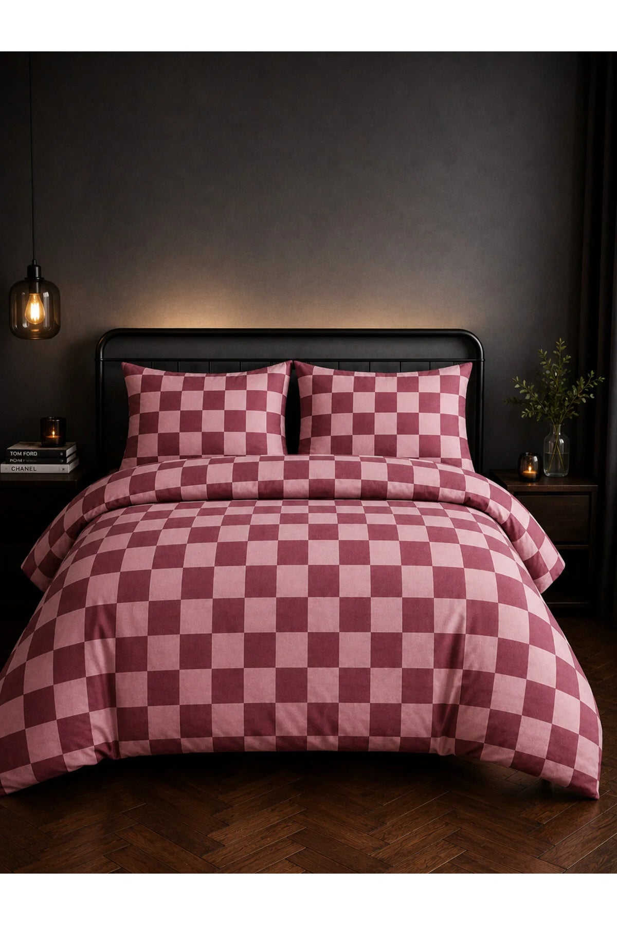 Dama Desen Nevresim Seti | Bordo
