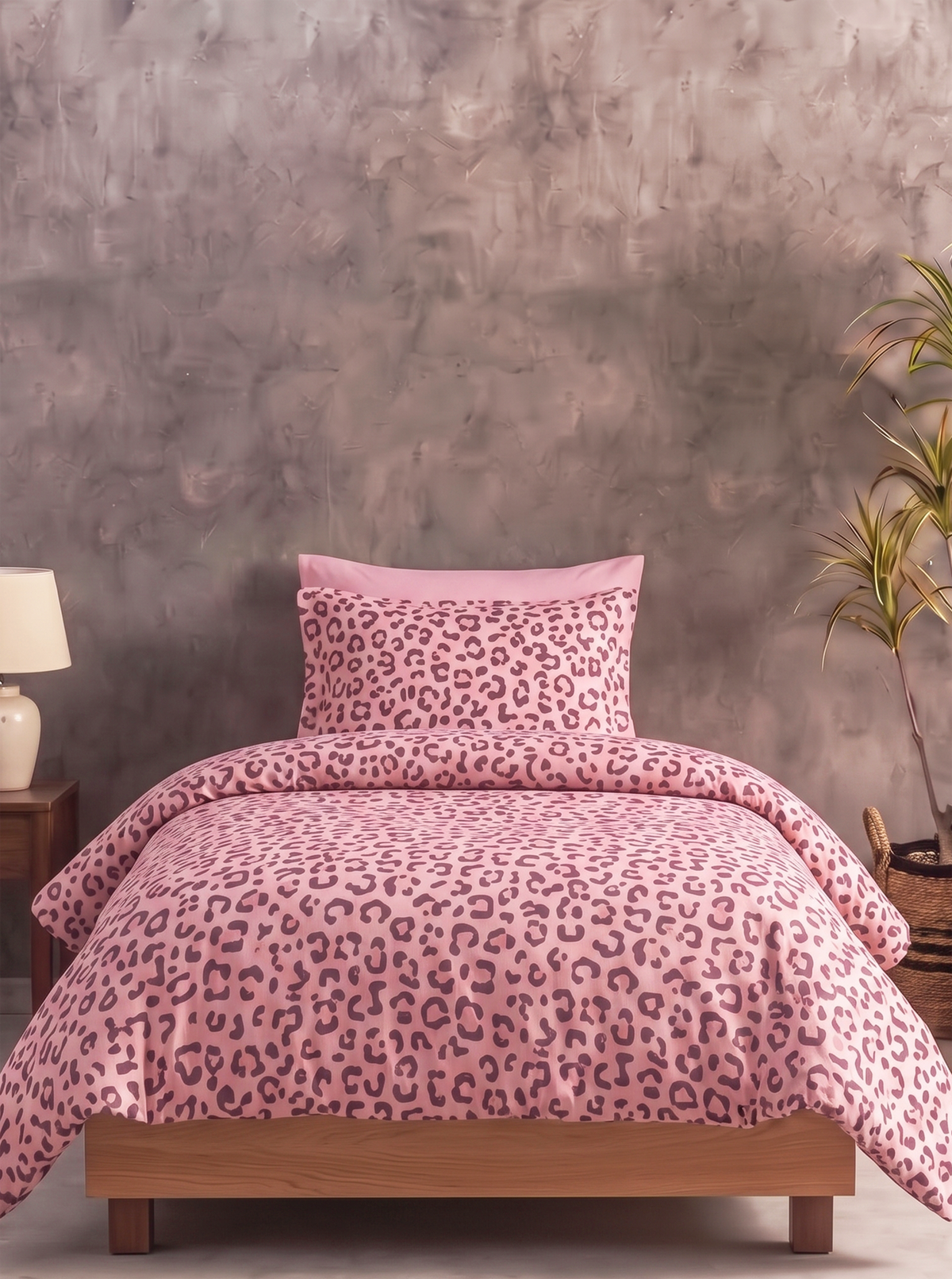 Leopar Desenli Nevresim Takımı | Pembe