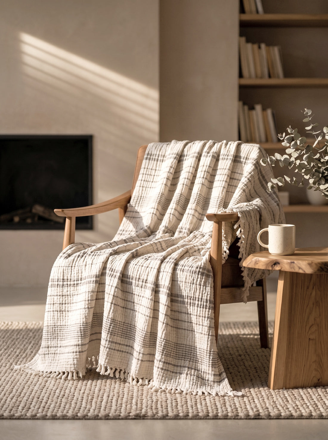 Çizgili Müslin Pike – 4 Katlı | Gri
