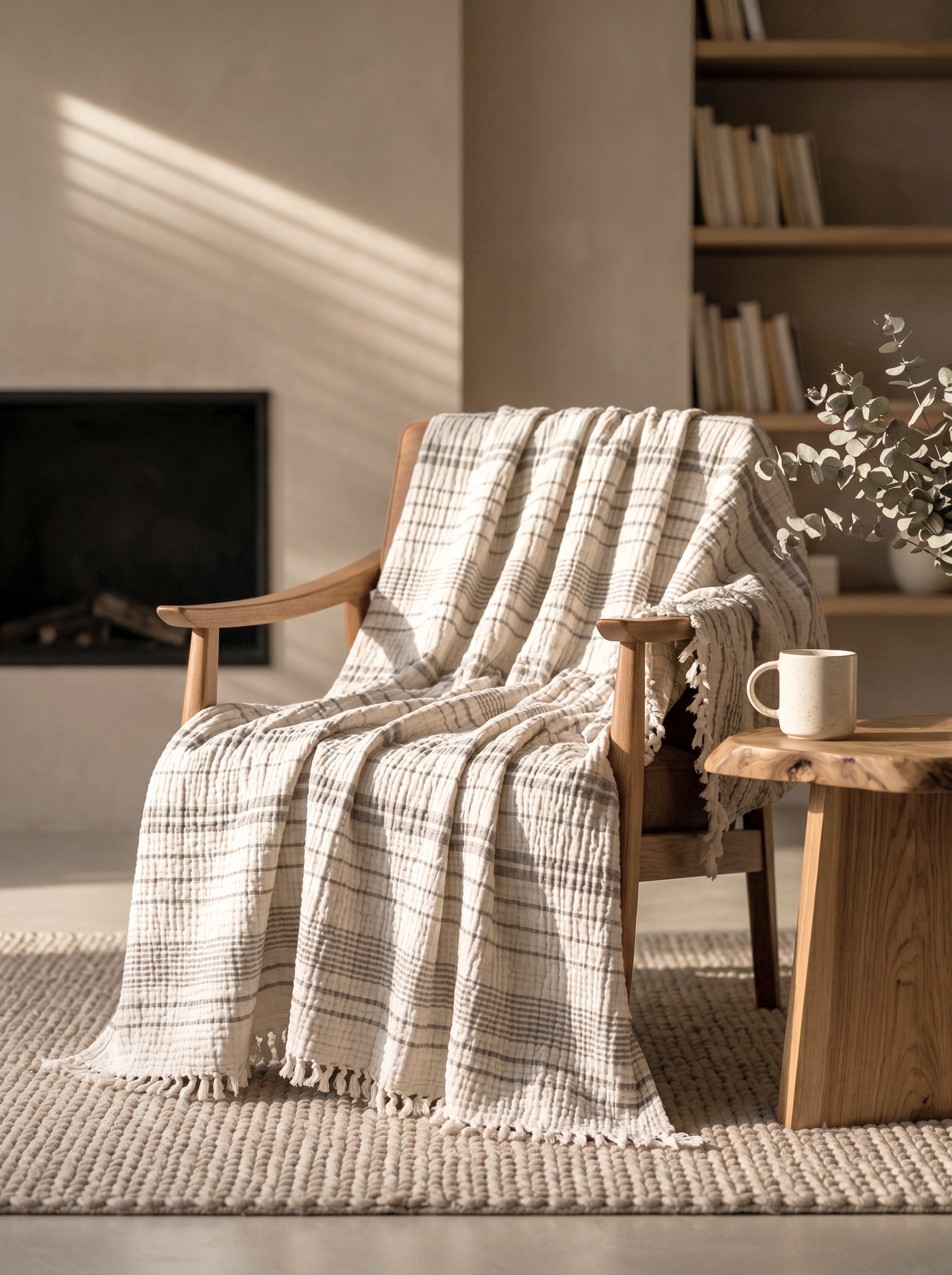 Çizgili Müslin Pike – 4 Katlı | Gri