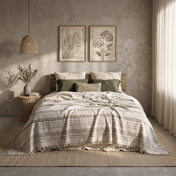 Çizgili Müslin Pike – 4 Katlı | Gri