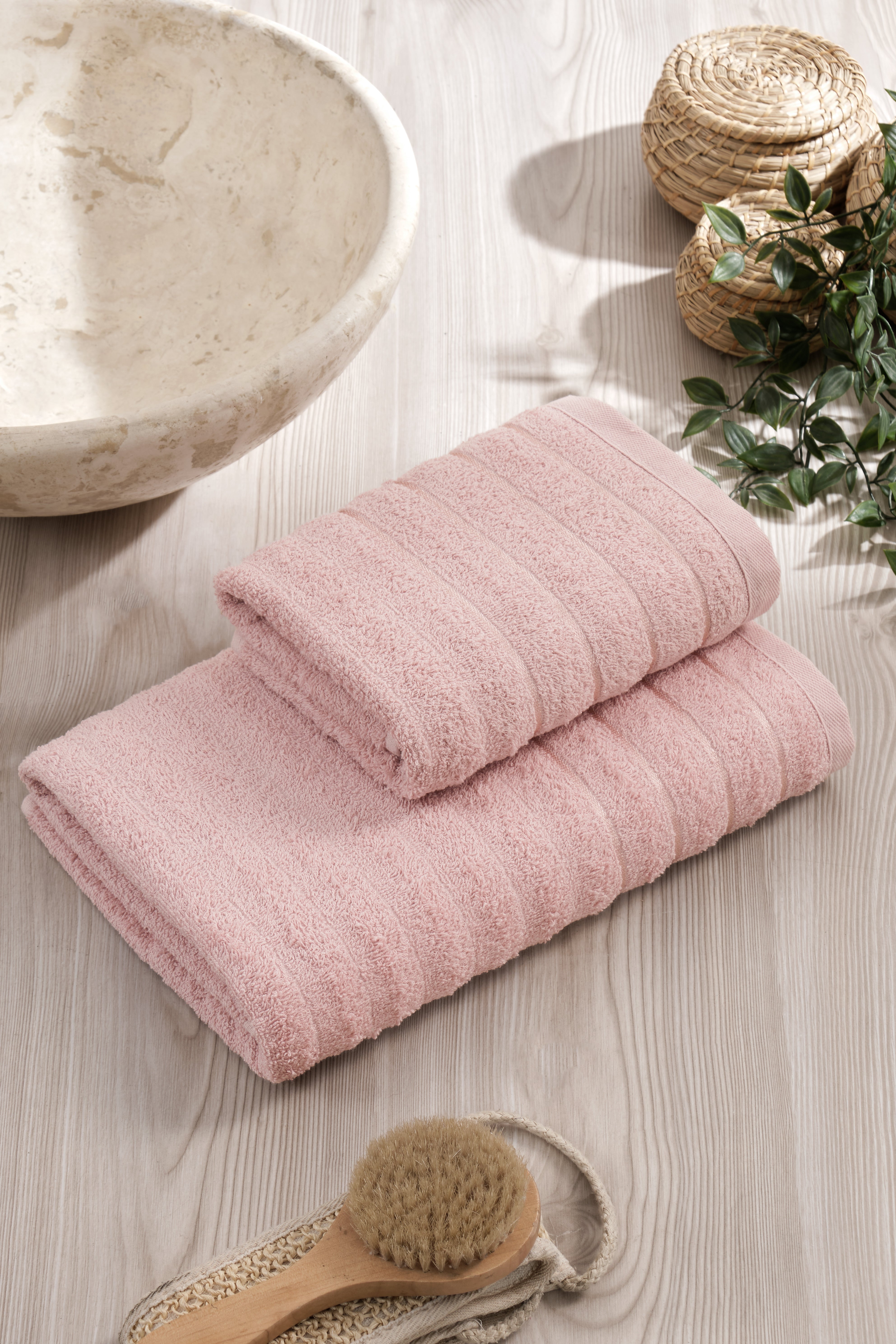 Dalga 2'li Havlu Seti | Pembe
